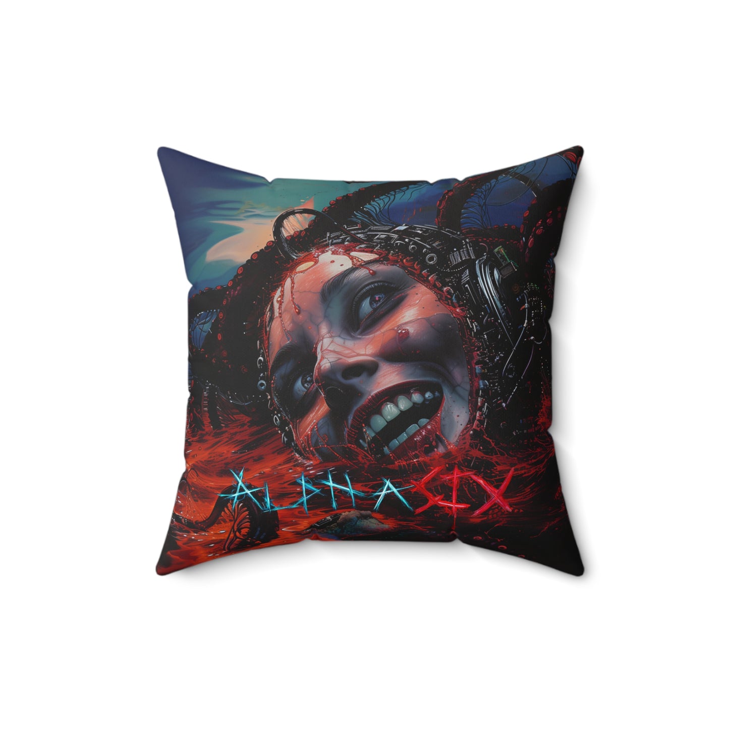 AlphaSix "Orphan! Tether to the Mother" (Faux Suede Square Pillow)