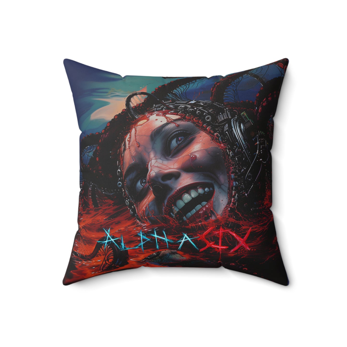 AlphaSix "Orphan! Tether to the Mother" (Faux Suede Square Pillow)