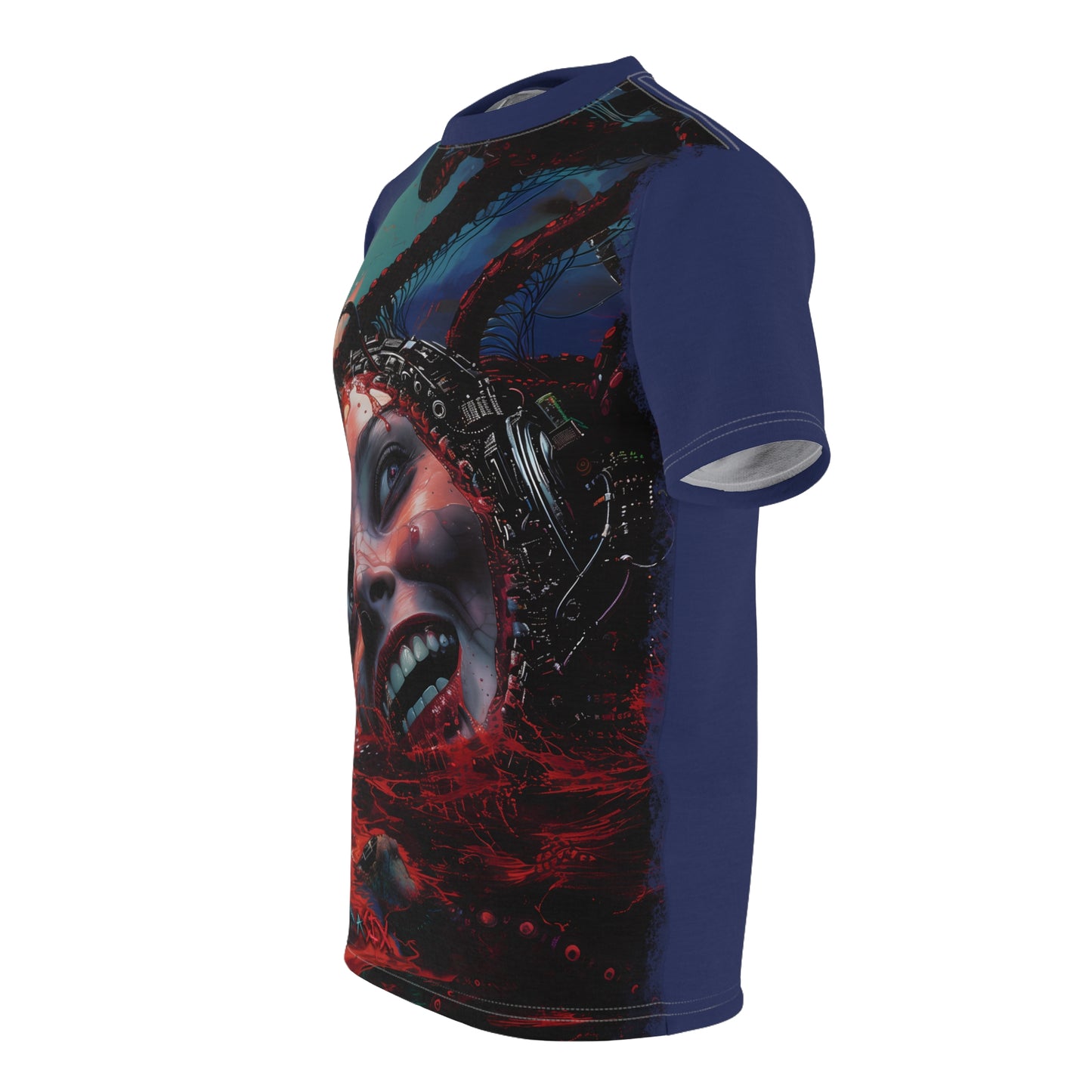 AlphaSix "Orphan! Tether to the Mother Blue" (Unisex Cut & Sew Tee)